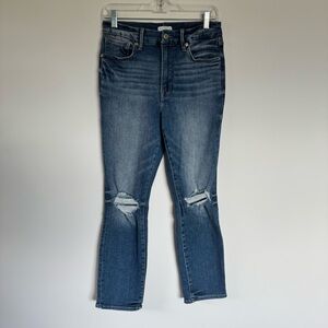 Good American Good Legs Stovepipe Distressed Jeans Size 8/29